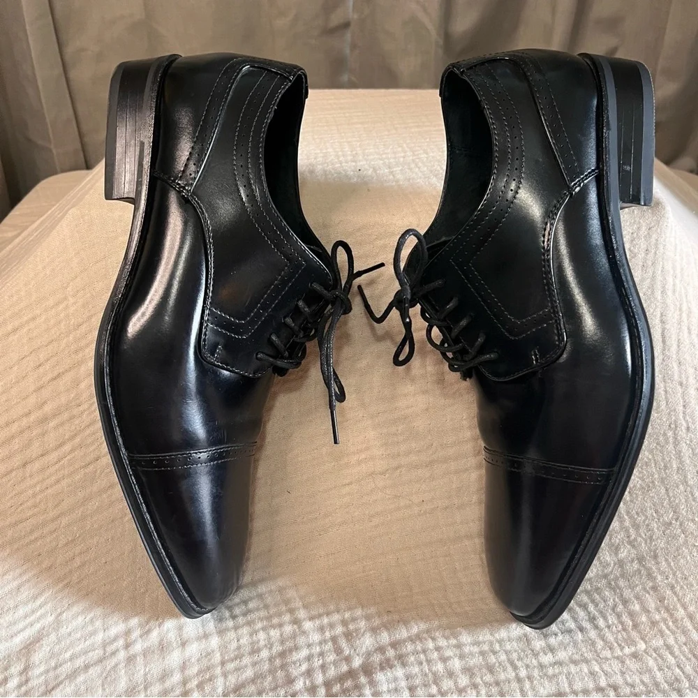 Men's Stacy Adams Shoes Sz 10M Waltham Leather Cap Toe Oxford Black 20138-001